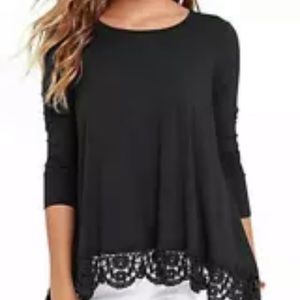 Women Casual Loose Round Neck Lace Short